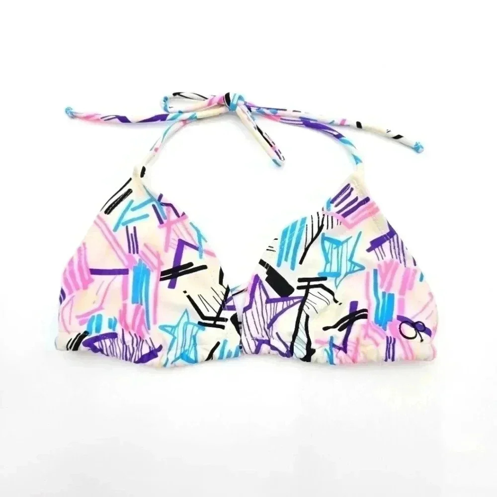 OP White Triangle String Bikini‎ Top Small Swimwear Swimsuit
